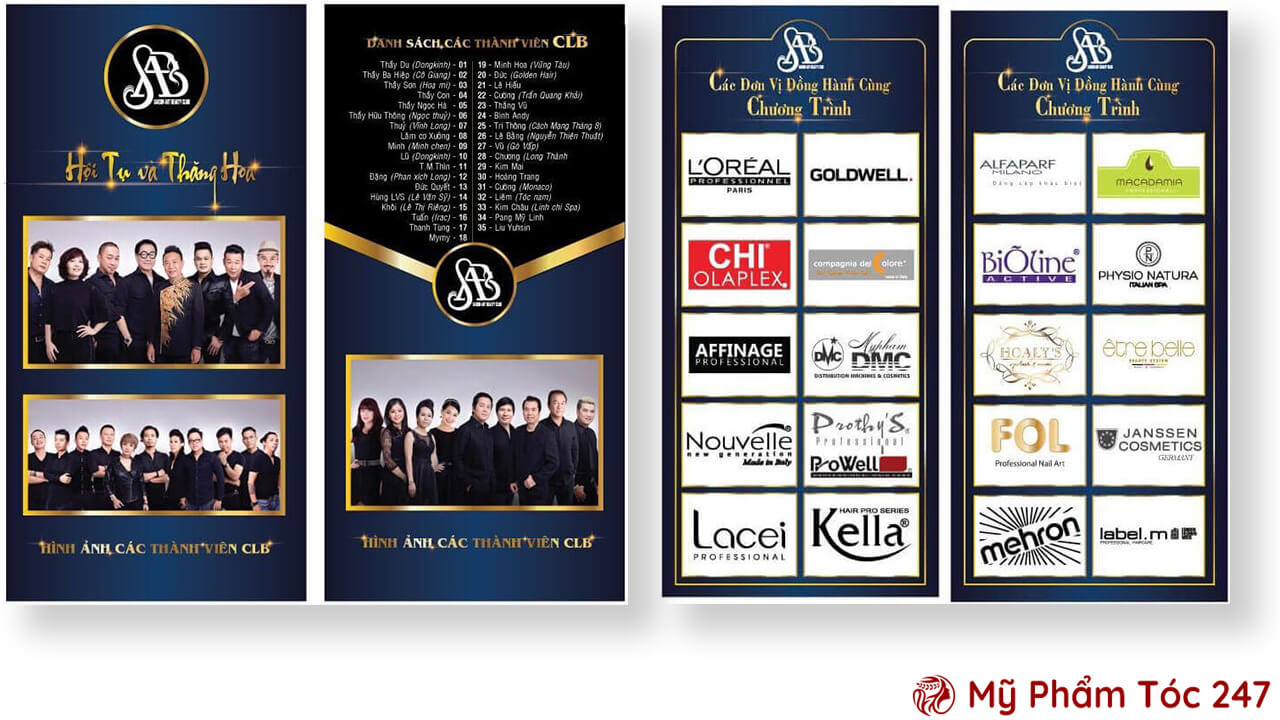 danh sách các salon và nhãn hàng đã tài trợ đồng hành với clb tóc sài gòn