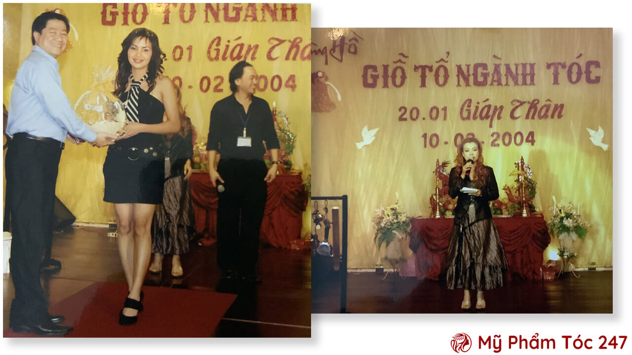 nhà tạo mẫu tóc lũ đông kinh và trần mạnh thìn tại giỗ tổ tóc năm 2004