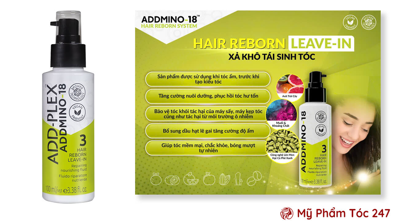 Tính Năng Của Kem Xả Khô ADDMINO-18 Hair Reborn Leave-In Tái Sinh Tóc Hư Tổn