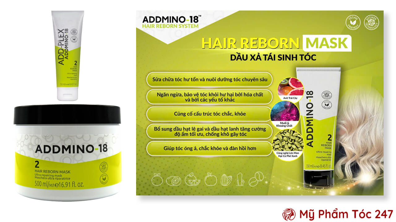 Tính Năng Của Mặt Nạ Tóc ADDMINO-18 Hair Reborn Mask Phục Hồi Hư Tổn Chuyên Sâu